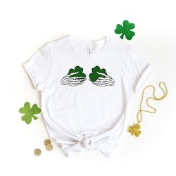 shamrock boobs shirt, st patricks skeleton hands shirt, shamrock shirt, skeleton hands shirts, funny st patricks day shi