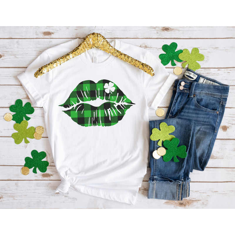 Shamrock Lips St Patty's Day Shirt, St. Patricks Day Shirt, Four Leaf Clover, Shamrock Shirts, Patrick's Day, Irish Tshirt, St Pattys Gift.jpg
