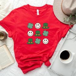 st patricks day shirt, smiley face shamrock hat shirt, shamrock shirt, st patricks day hat shirt, irish shirt, st patric