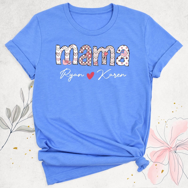 Mama valentine day gift shirt, mama with kids name shirt, mothers day gift shirt, retro mama shirt, Mama heart shirt, mama birthday gift tee.jpg