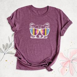 puppy shirt, new dog mom outfit, puppy lover shirt, dog owner t-shirt, puppy with glasses shirt, dog mama gift shirt, pr