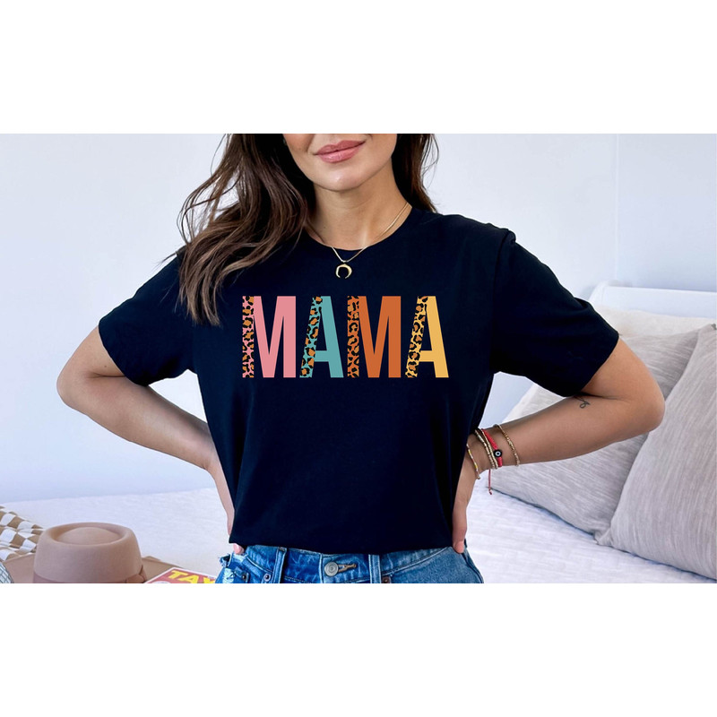 Mama Tshirt, Mama Gift Tshirt, Mother's Day Mom Gift Tee, Mom Leopard Tee.jpg