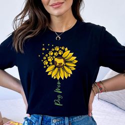 pug mom tshirt, pug mom sunflower lover shirt, pug mom sunflower gift shirt, dog lover gift tee, funny dog tshirt, cute