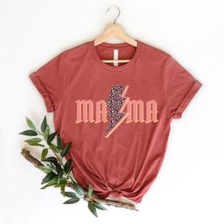 lightning mama shirt - leopard pattern mother t-shirt - cool mama outfits - gift for mothers day - trendy mom outfits -