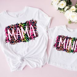 leopard rainbow mama shirt, leopard rainbow mini shirt, mama mini matching shirt, blessed mama shirt, mom life shirt, ma