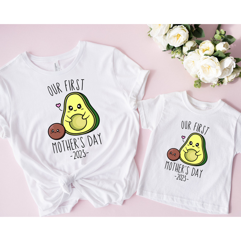 Matching Mother's Day Shirt, Funny Our First Mothers Day Shirt, Mother's Day Gift Ideas, Avocado Shirts, Mom Shirts, Matching Mom and Baby.jpg