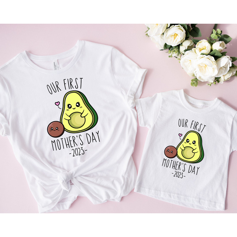 Matching Mother's Day Shirt, Funny Our First Mothers Day Shirt, Mother's Day Gift Ideas, Avocado Shirts, Mom Shirts, Matching Mom and Baby.jpg