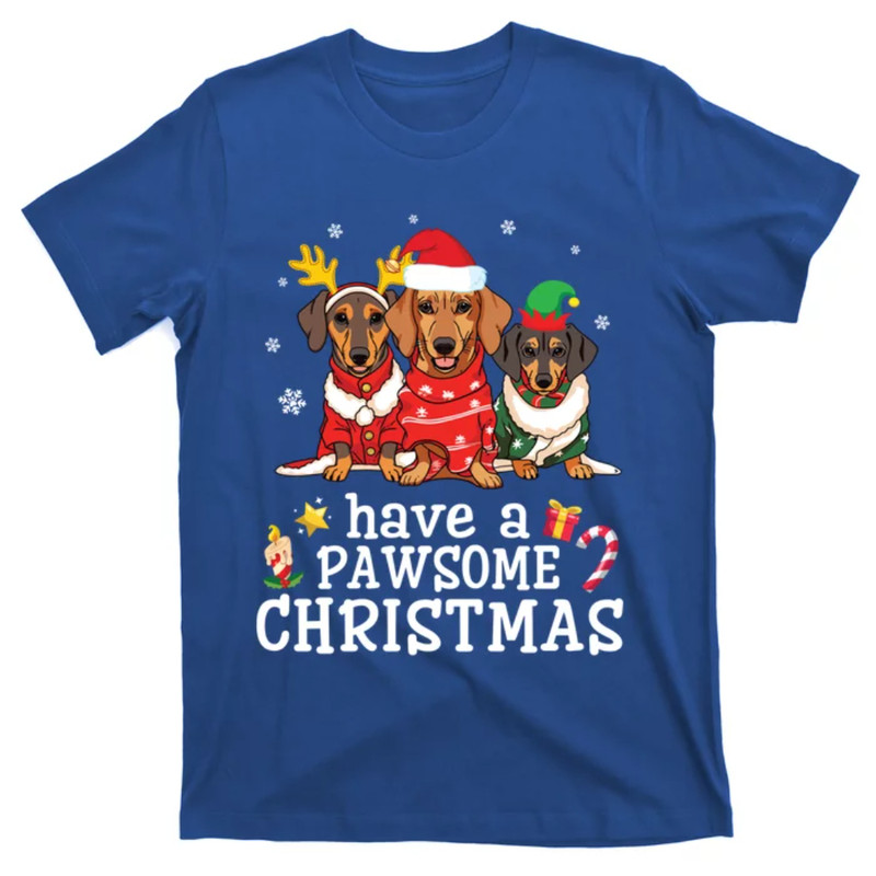 TeeShirtPalace Dachshund Dogs Merry Mother Father Have A Pawsome Christmas Gift T-Shirt.jpg