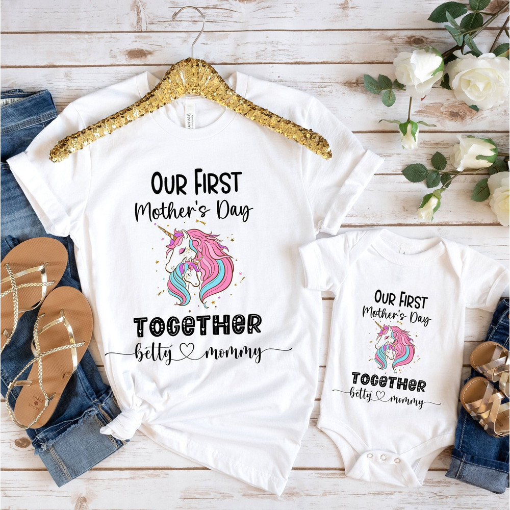 Our First Mother's Day Shirts, Matching Mommy And Me Shirt, Custom Mother's Day Shirt, Unicorn Mommy And Me Shirt, 1st Mothers Day Outfit.jpg