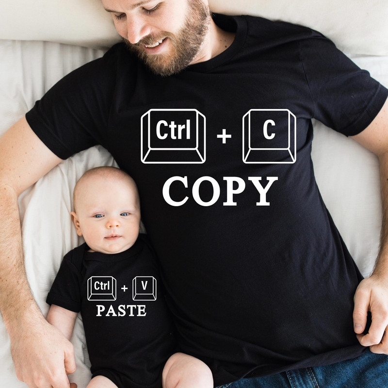 Ctrl + C Copy Ctrl + V Paste Couple Shirt, Copy Paste Shirt, Father And Kid Shirt, Fathers Day, Family Matching Tee, Funny Dad Couple Shirt.jpg