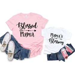 blessed mama and blessing shirt, mommy and me gifts, mother daughter matching outfit, kids mini tshirt, mothers day wome