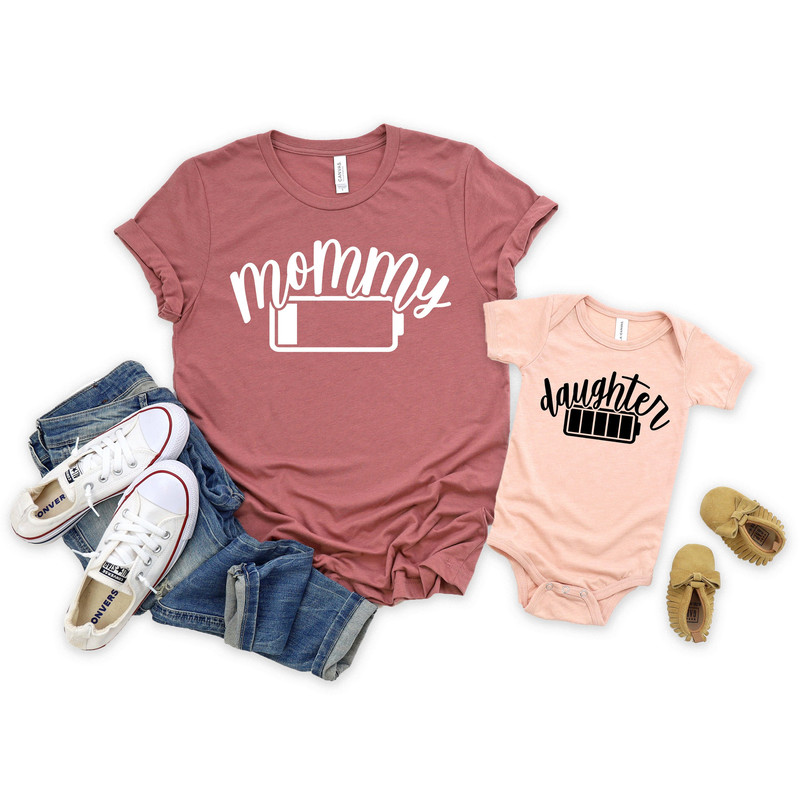 Mommy Daughter Tired Funny Shirt, Mothers Day, Family Battery Energy Low Tshirt, Matching Family T-shirt, Other Family Members Available.jpg