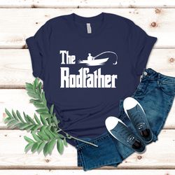 fishing parody the rodfather mens short sleeve -fathers day daddy boyfriend fishing boat relaxing drinks lake ocean funn