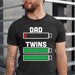 dad of twins battery shirt, twin dad fathers day gift tshirt, funny twins daddy tshirt, xmas twin dad gift, fathers day,
