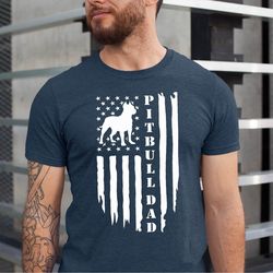 pitbull dad shirt, dog owner men gift tee, pitbull dog father tshirt, pitbull dad usa flag shirt, pitbull lover tee, men