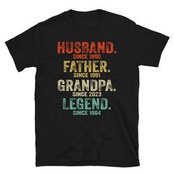 husband father grandpa legend shirt, grandfather custom dates, funny dad birthday gift for men, personalized dad grandpa