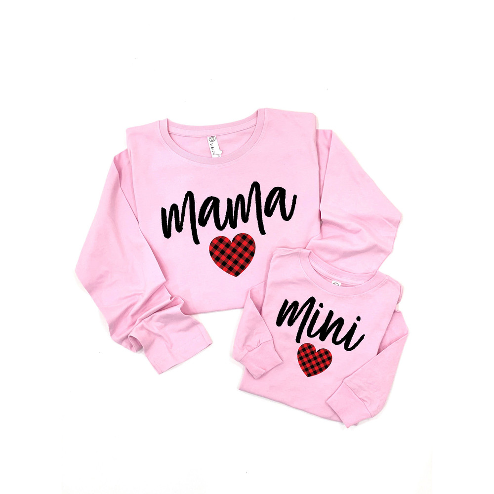 Buffalo plaid valentines day shirt, matching valentines day shirts, mama and mini shirt, mom and daughter shirt, mommy and me valentines.jpg
