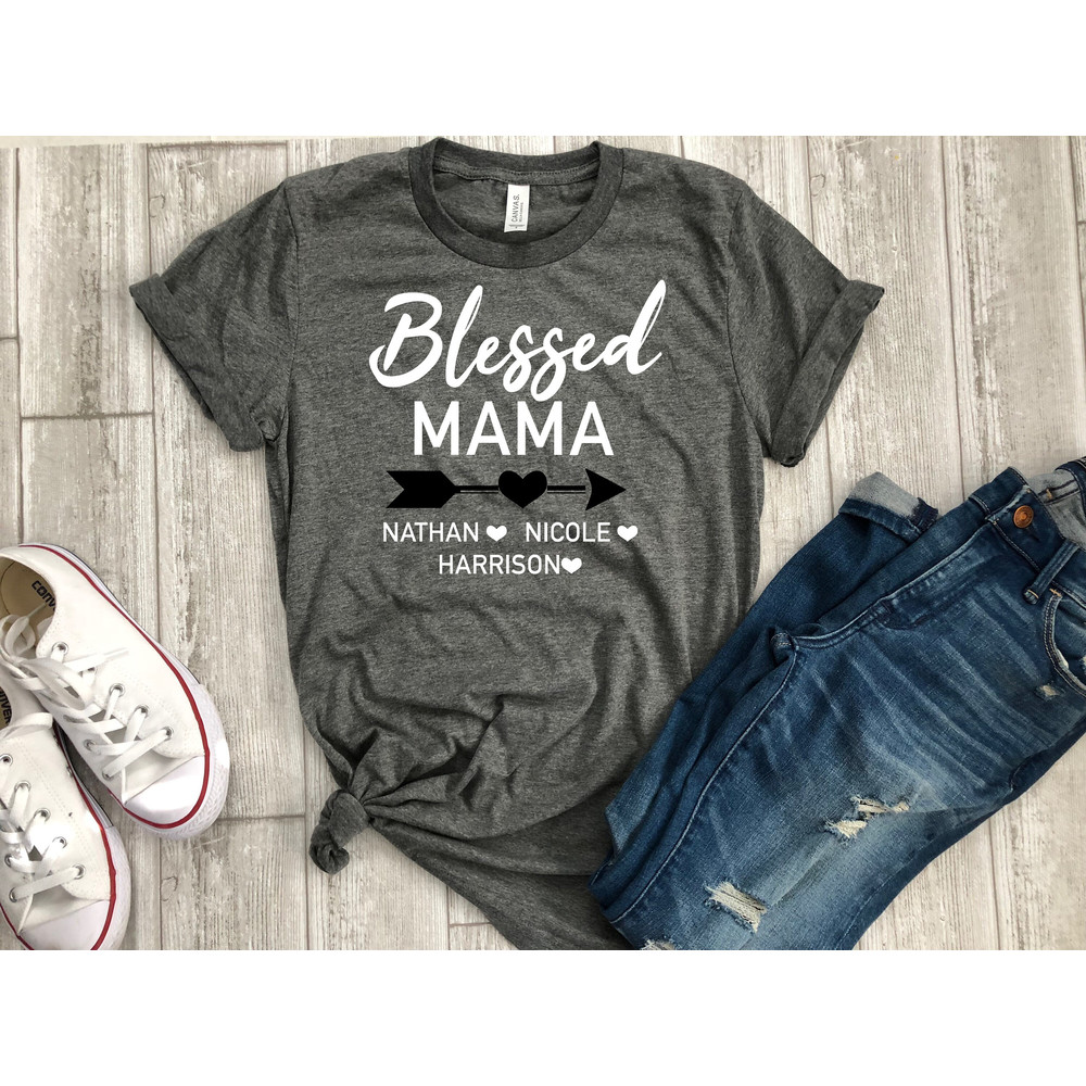 Christmas gift for mother, personalized Christmas gift for mom, Mother's day shirt,Mothers day tee, blessed mama shirt, gift for mother, mom.jpg