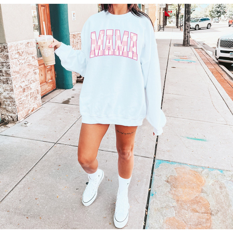 Checkered Mama Sweatshirt, Retro Mama Sweatshirt, First Mothers Day Gift, Mom Life, Mama Sweatshirt, Mom sweatshirt, Gift for Mom.jpg