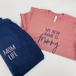 mom coming home outfit, baby shower gift for mom, new mom gift set, new mom shirt, new mom sweatpants, mothers day quara