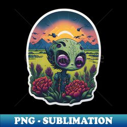 Alien Vibrant Flower Imaginative Watercolor Art - Premium PNG Sublimation File - Create with Confidence