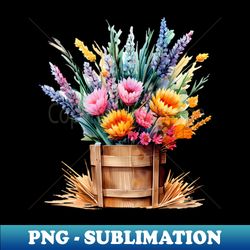 Wheat Grain Bouquet Vintage Wood Box - Digital Sublimation Download File - Capture Imagination with Every Detail