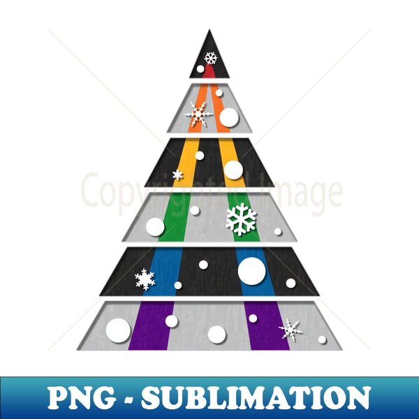 Minimalist Christmas Tree in LGBT Ally Pride Flag Colors - Stylish Sublimation Digital Download
