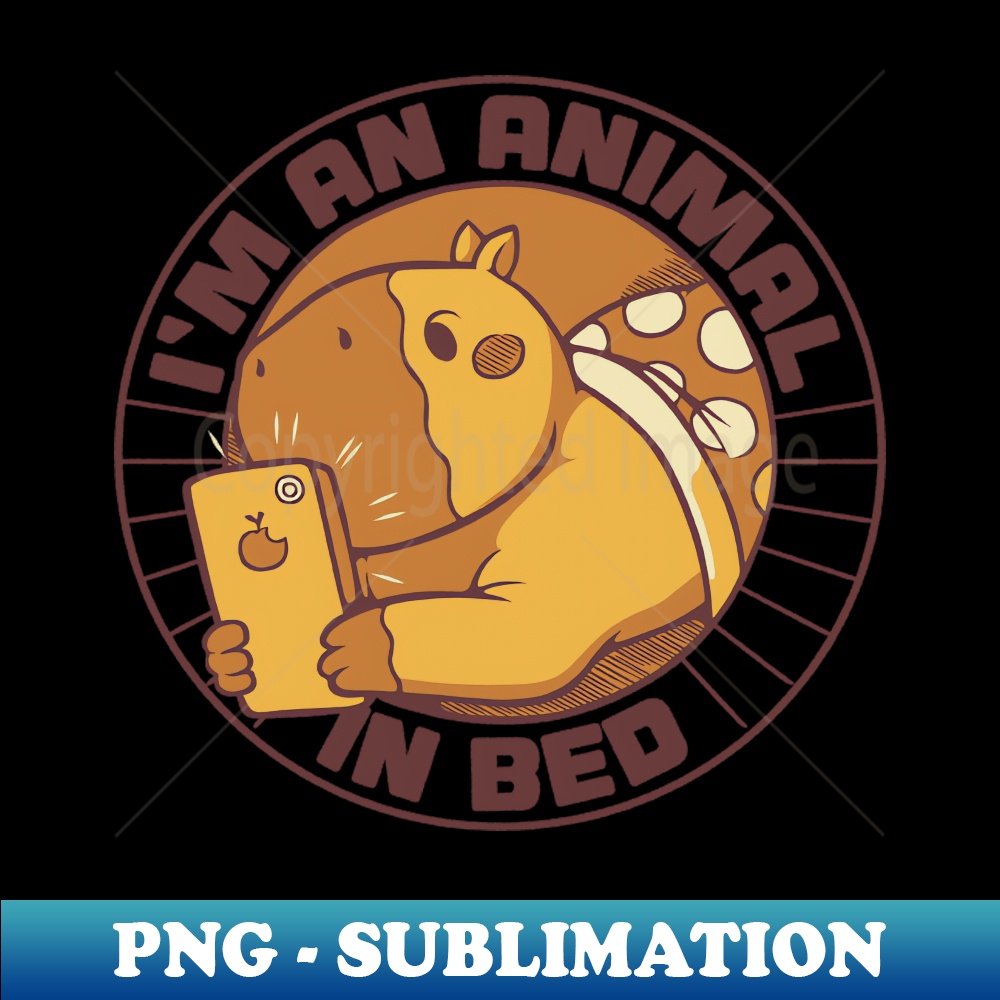 I'm an Animal in Bed Capybara by Tobe Fonseca - Vintage Sublimation PNG Download