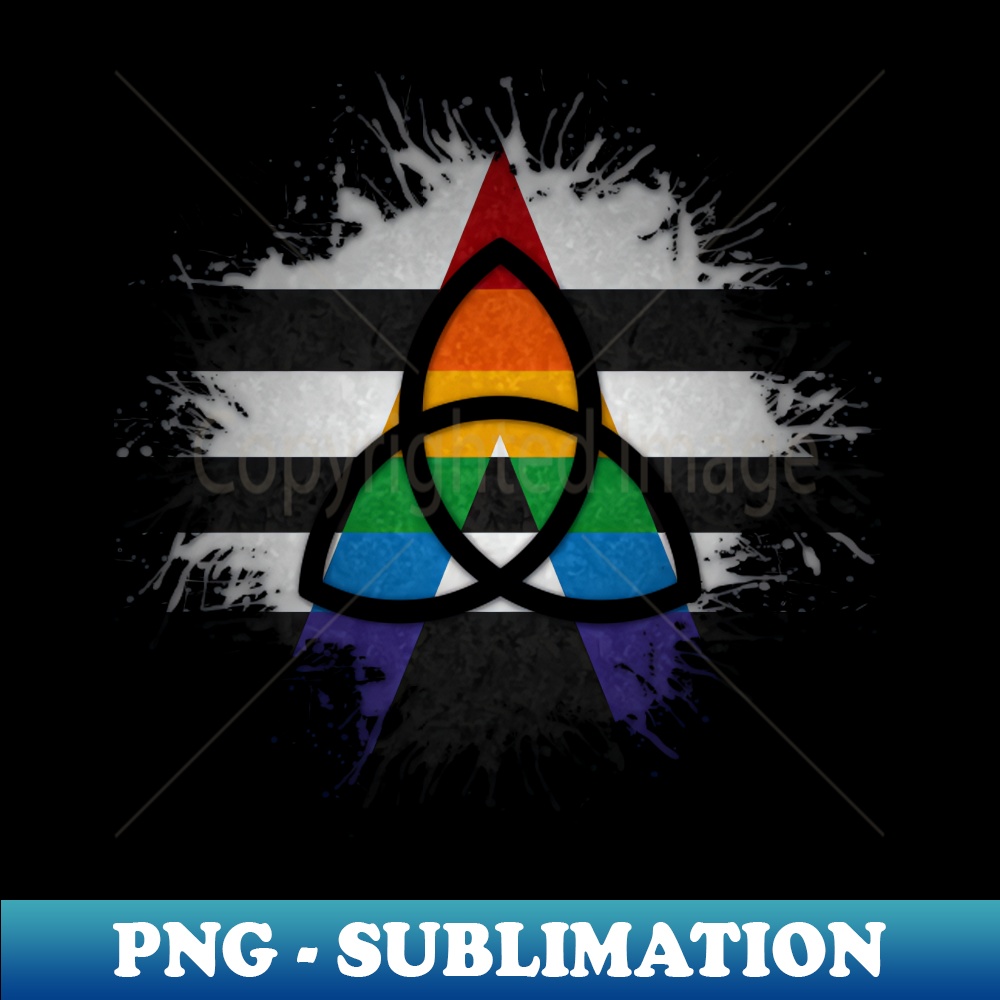 Paint Splatter LGBT Ally Pride Flag Triquetra Symbol - Artistic Sublimation Digital File