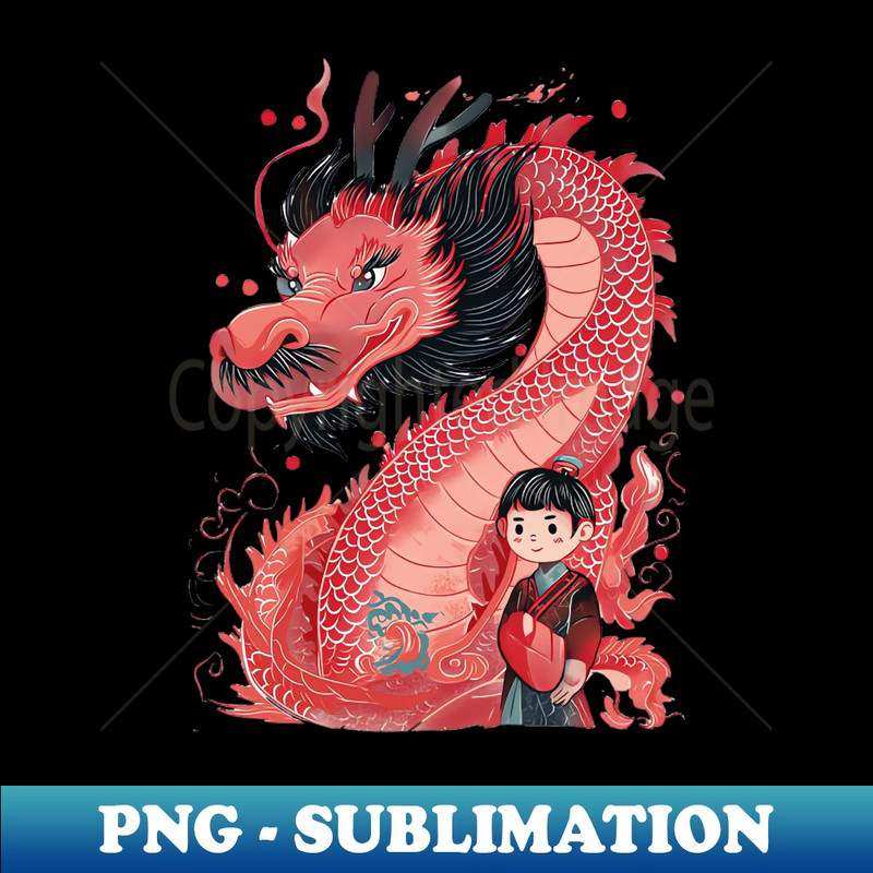 Red Dragon and Boy - Premium Sublimation Digital Download - Perfect for Personalization