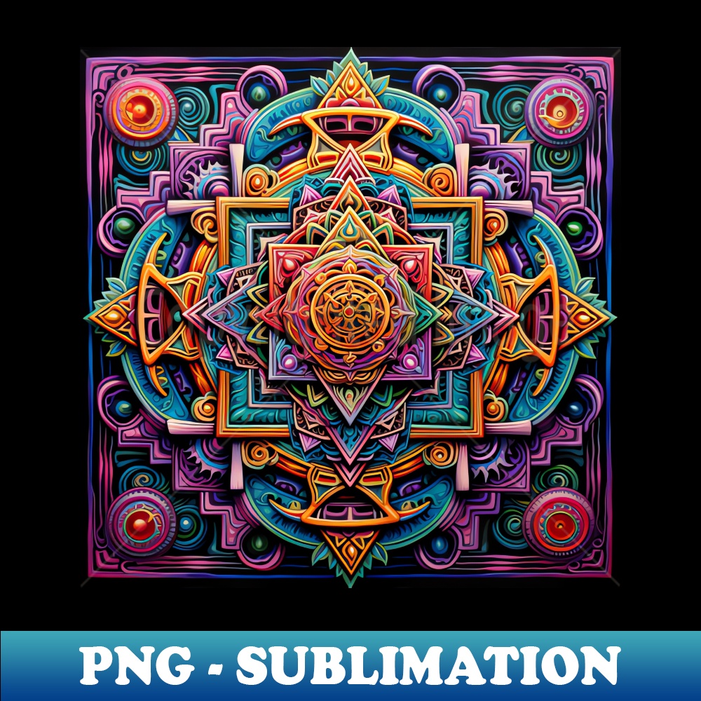 Sacred Yantra Mandala - Retro PNG Sublimation Digital Download - Fashionable and Fearless