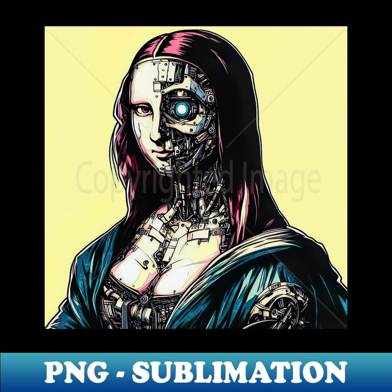 Cyborg Mona Lisa - High-Quality PNG Sublimation Download - Revolutionize Your Designs