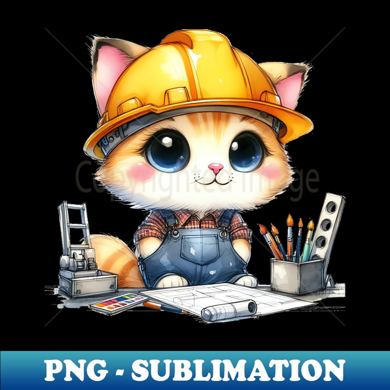 Cat of The Architect - PNG Sublimation Digital Download - Revolutionize Your Designs