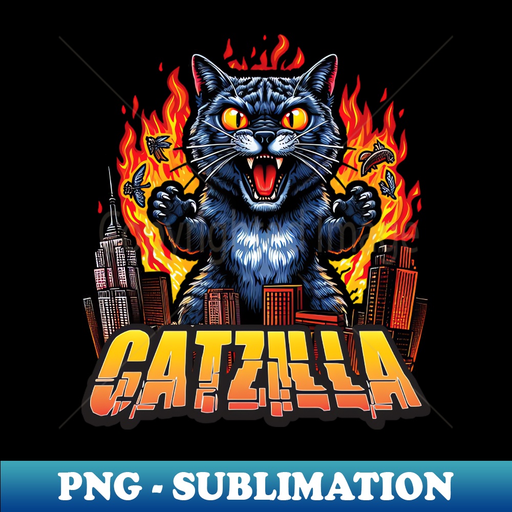 Catzilla S01 D45 - Unique Sublimation PNG Download - Instantly Transform Your Sublimation Projects