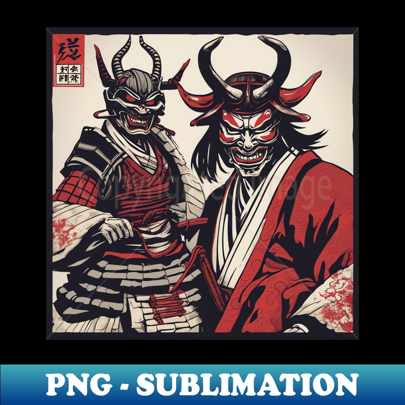 Samurai Horror - Vintage Sublimation PNG Download - Perfect for Creative Projects