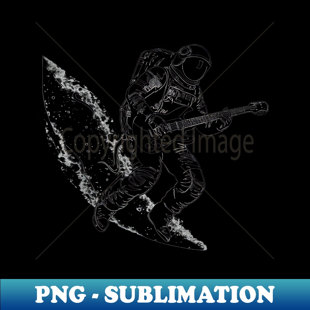 Black And White Astronaut Playing Guitar - Creative Sublimation PNG Download - Revolutionize Your Designs