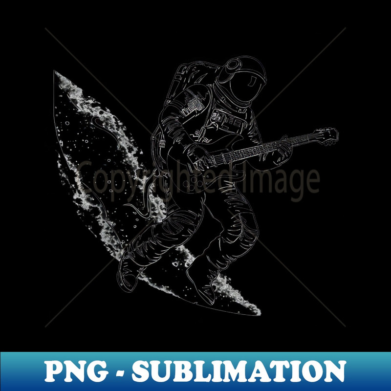 Black And White Astronaut Playing Guitar - Creative Sublimation PNG Download - Revolutionize Your Designs