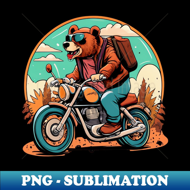 Rebel Bear Ride Motorcycle Adventure - High-Quality PNG Sublimation Download - Bring Your Designs to Life
