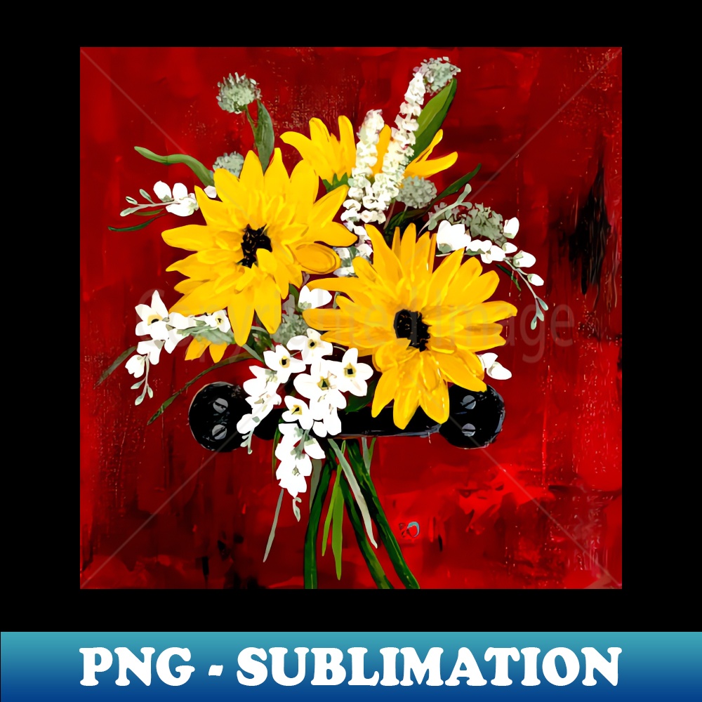 Wildflower Bouquet Original Art Painting - Retro PNG Sublimation Digital Download - Instantly Transform Your Sublimation Projects