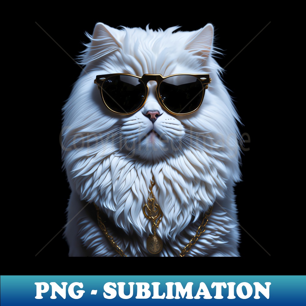 Cool Fashionista Persian Cat wearing Sunglasses - Unique Sublimation PNG Download - Instantly Transform Your Sublimation Projects