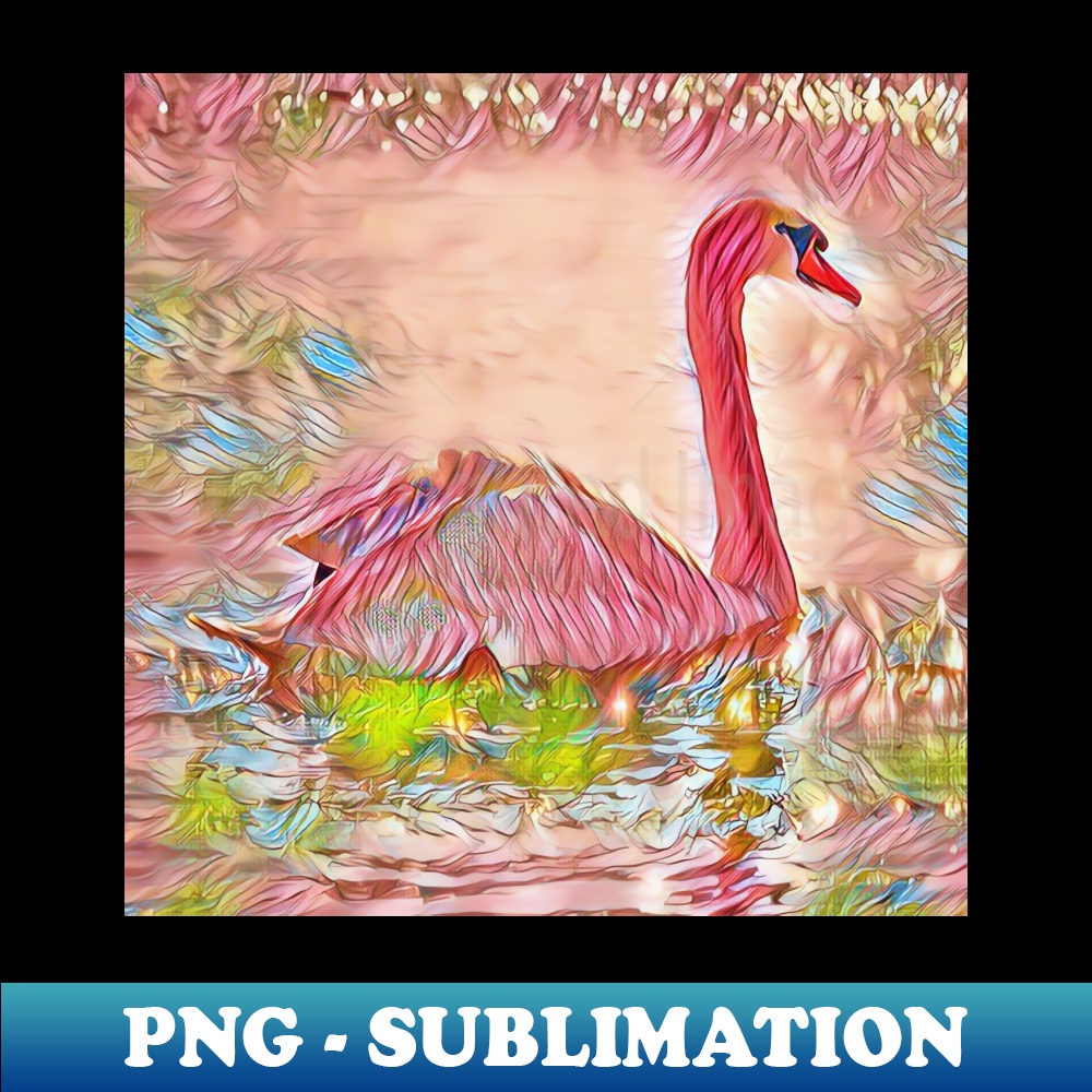 The Pink Swan - PNG Transparent Sublimation Design - Bold & Eye-catching