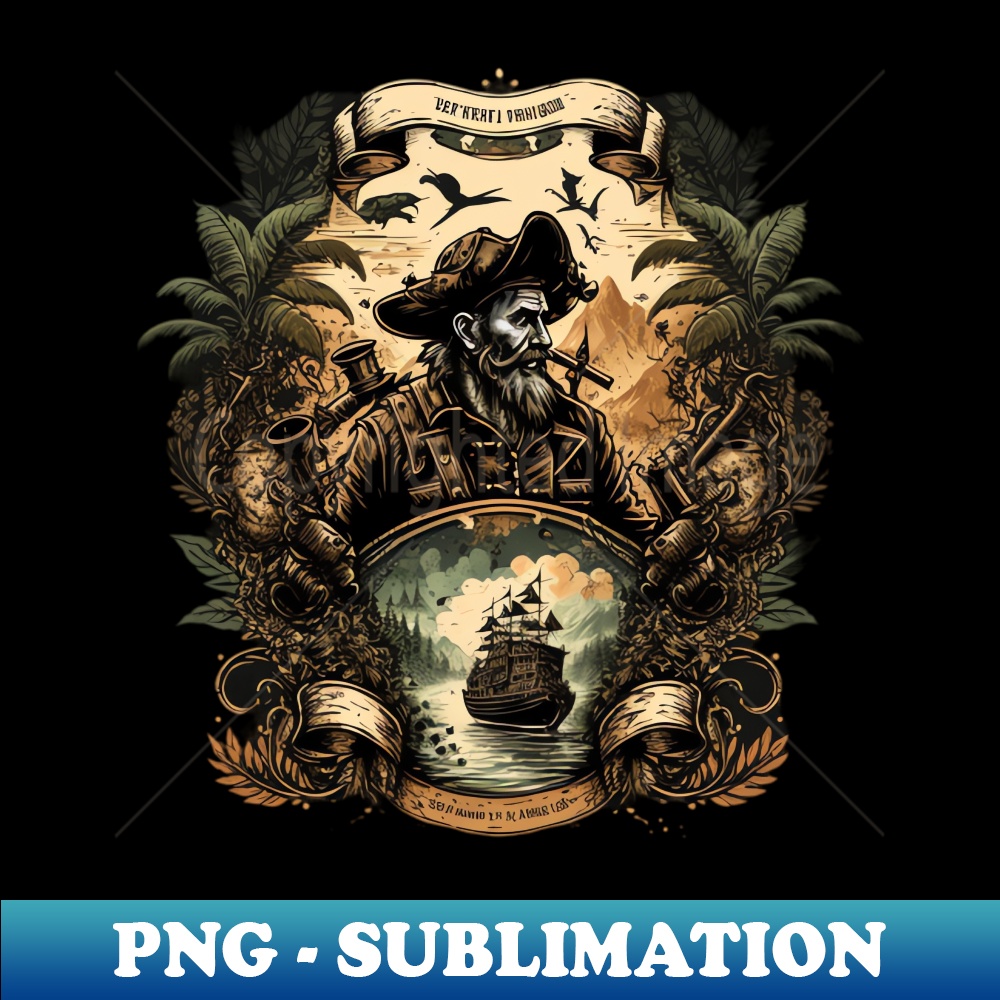 Vintage Pirate Captain Treasure Hunt Classic Art Design - Vintage Sublimation PNG Download - Spice Up Your Sublimation Projects
