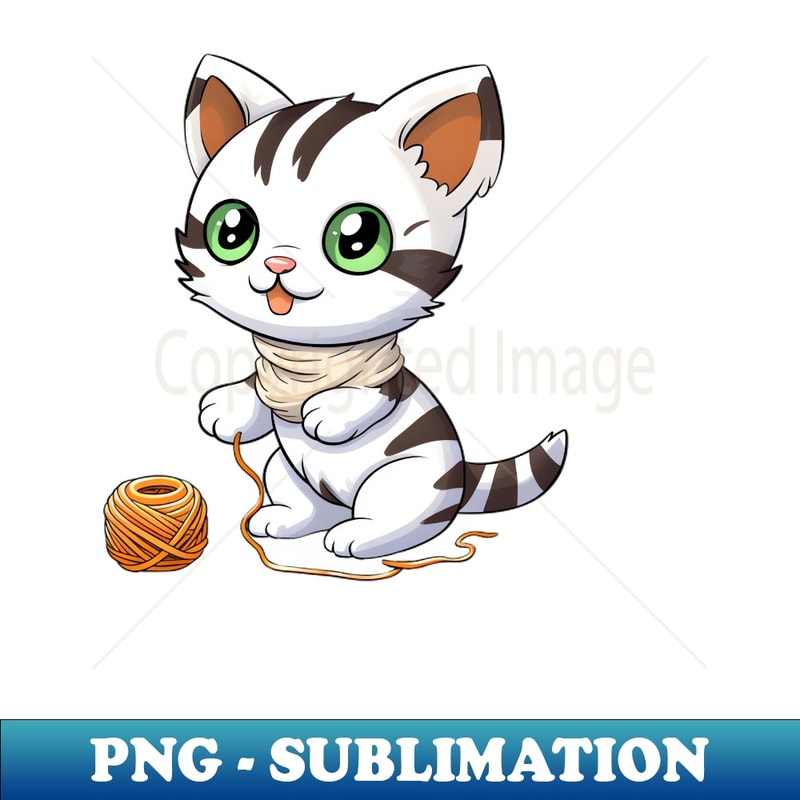 Adorable Calico Cat Artistry Meets Crochet Yarn - Unique Sublimation PNG Download - Instantly Transform Your Sublimation Projects