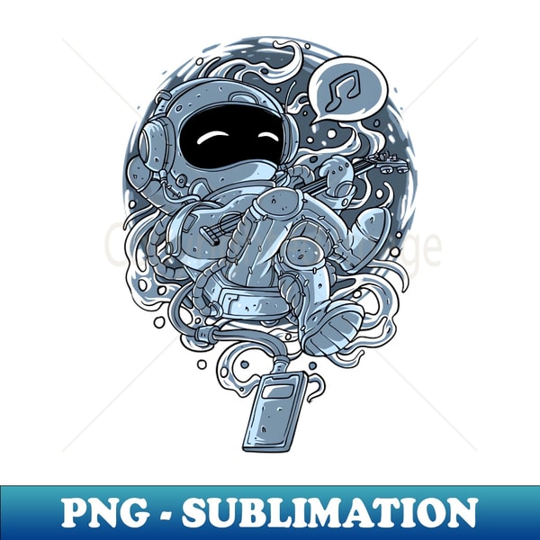 Space Astronaut Playing Guitar Astronomy Electric Guitarist - Vintage Sublimation PNG Download - Perfect for Personalization