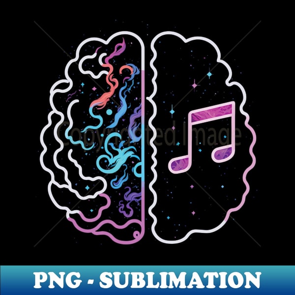 Musician Brain With Music Notes And Galaxy Stars - Unique Sublimation PNG Download - Unlock Vibrant Sublimation Designs