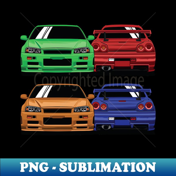 GT-R R34 Skyline - High-Resolution PNG Sublimation File | Inspire Uplift