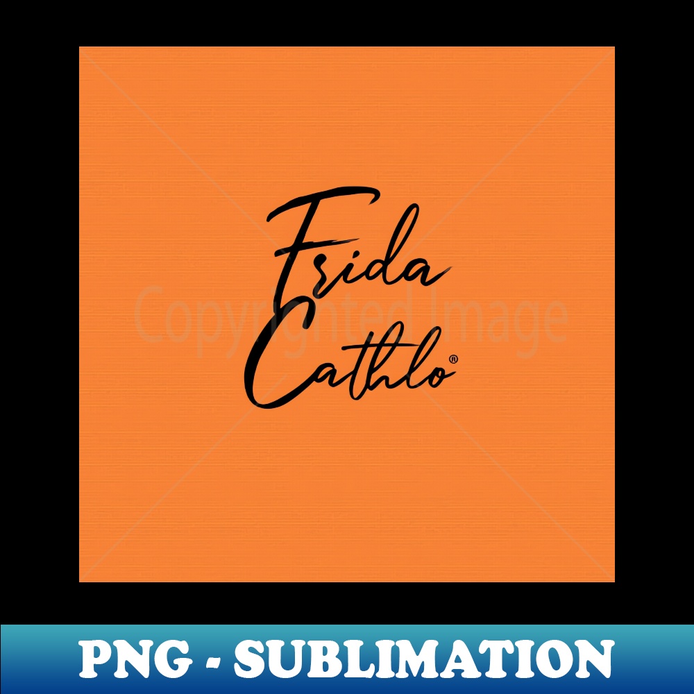 Orange Text B back Cat Frida Cathlo version of - Frida Kahlo - Elegant Sublimation PNG Download - Fashionable and Fearless
