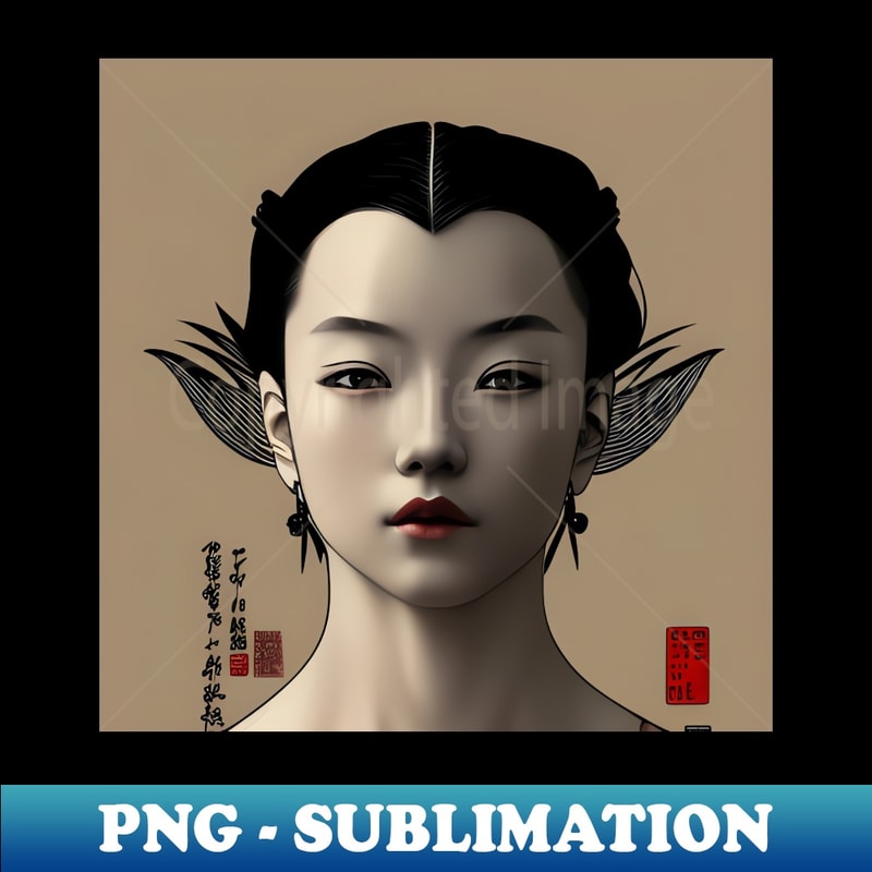 Beaux Animes Art Ukiyo-e Japanese Anime Girl Illustration Design - Elegant Sublimation PNG Download - Perfect for Creative Projects