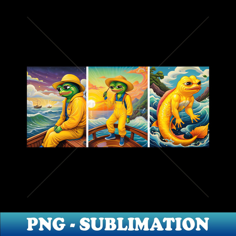 Pepe Goes Fishing 1 - PNG Transparent Sublimation Design - Fashionable and Fearless