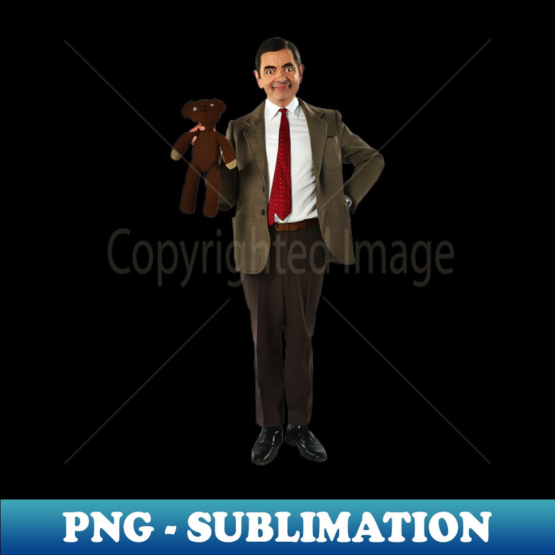 Mr Bean Funny Mr Bean with Teddy Bear - Creative Sublimation PNG Download - Bring Your Designs to Life